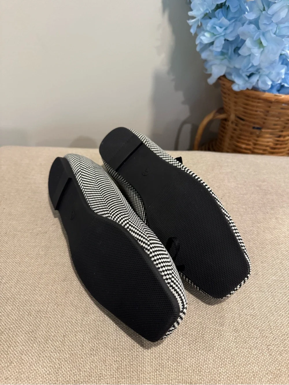 NWT Black & White Herringbone Mary Jane Ballet Flats
